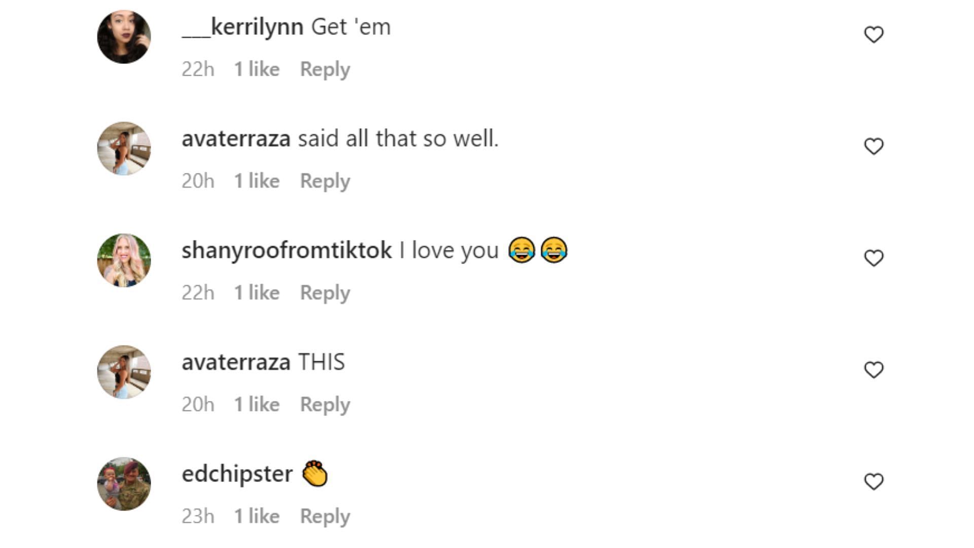 Users were appreciative of Ms_Ryan&#039;s response to Chiswell&#039;s video (Image via @hey.msryan/Instagram).