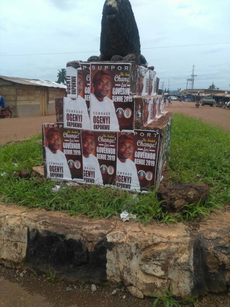 Benue 2019: Okpokwu Ogenyi’s governorship campaign posters flood major cities