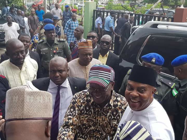 David Mark, Suswam, others welcome Ortom to PDP’s NEC meeting in Abuja (LIVE PICTURES)