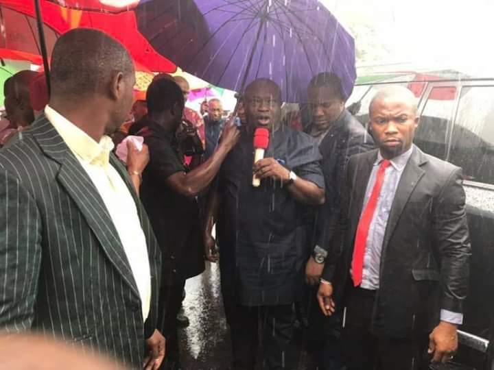 Gov. Ikpeazu defies nature, flags-off road project amidst rainy weather