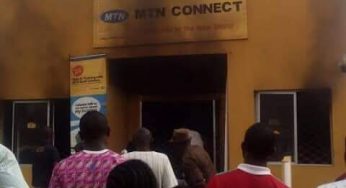 Xenophobia: Angry Nigerians set MTN office ablaze in Lagos