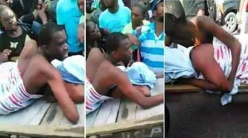 Boyfriend gets stuck inside married women during love making, dragged along Street