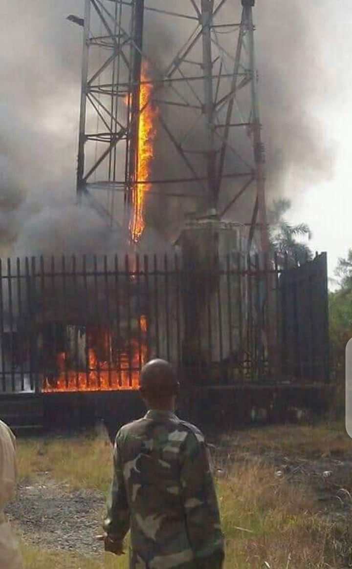 Xenophobic attacks: Angry Nigerians set MTN mast on fire (PHOTOS)