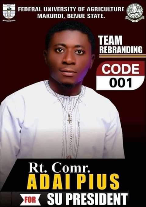 Massive jubilation in Makurdi as Comr. Adai Pius emerges Student Union President of University of Agriculture