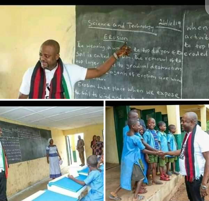 Kogi 2019: Edward Onoja pictured teaching pupils in classroom few days to election