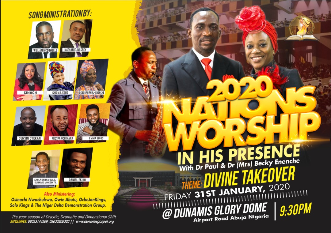 #DunamisNationsWorship holds this Friday, William McDowells, Nathaneil Bassey, Chioma Jesus, Sinach, Deborah-Paul Enenche, others to minister