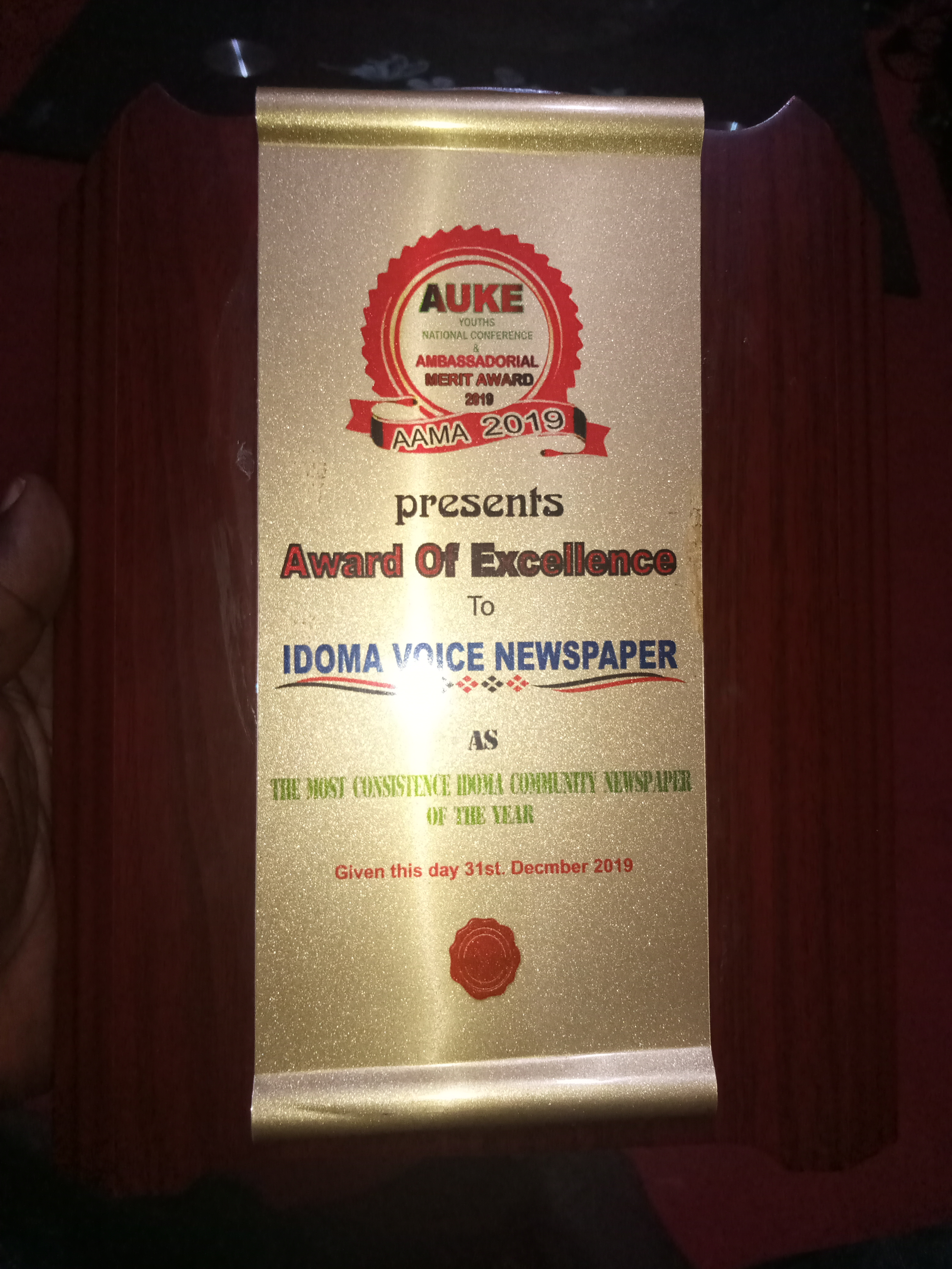 IDOMA VOICE wins Most Consistent Community Newspaper award