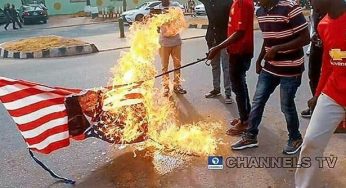 Killing of Iranian General: Shi’ites protest in Abuja, burn US flag