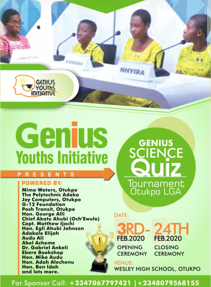 Genius Youth Initiative Organizes first Science Quiz competition in Otukpo