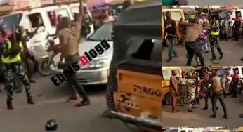 Viral video of a man allegedly beating up a police woman in Lagos