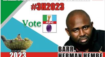 Benue 2023: Herman Hembe’s governorship campaign posters flood online