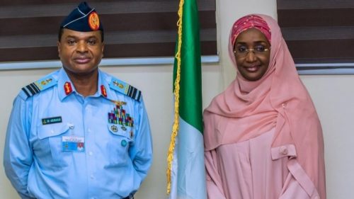 One year after her rumoured marriage to Buhari didn’t hold, Sadiya Umar Farouq marries Chief of Air Staff