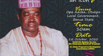 Adaki K’Idoma, Chief Dominic Omakondo for burial tomorrow  