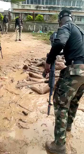 End SARS: Soldiers force curfew violators in Osun to swim inside mud (Video)