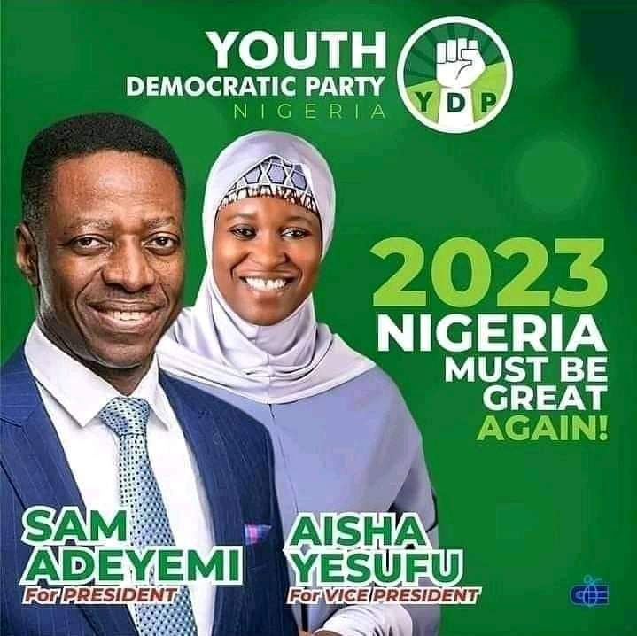 2023: Presidential campaign poster of Pastor Sam Adeyemi surfaces, Aisha Yesufu as running mate