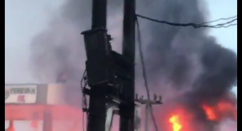 BREAKING: Petrol station on fire in Ogba, Lagos 