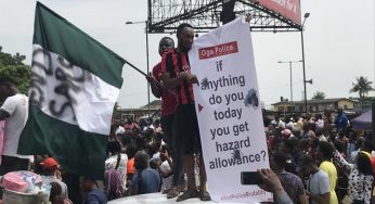 Photos News: End SARS protest grounds commercial activities at Iyana Ipaja Lagos