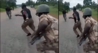 Soldiers beat Police officer for ‘extorting’ motorists