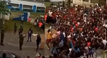 Calabar residents sing National anthem after emptying Covid-19 palliatives warehouse (Video)