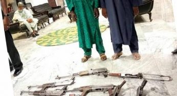 ‘Your sins are forgiven’ Gov Masari declares as ‘born-again’ bandits surrender AK-47 rifles in Katsina