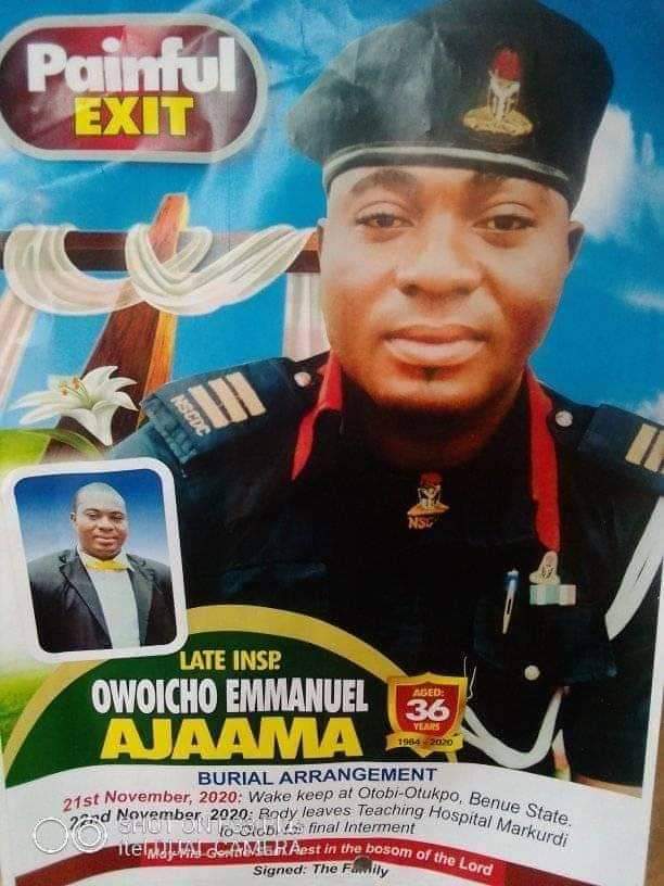 Tears, anger in Otukpo as family buries murdered NSCDC personnel, Owoicho Emmanuel