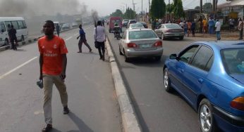 BREAKING: Again, gunshot as okada riders, Lagos task force, clash at Ikeja along (video)