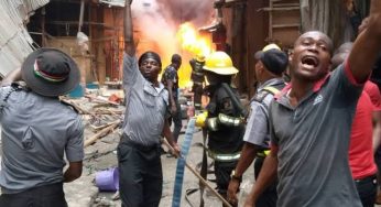 Fire destroys shops at Balogun Market (Video)