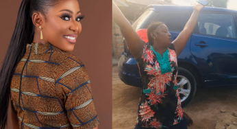 Beautiful Benue girl, Adoo Eugenia Ter surprises mum with car for almost going naked just to raise them