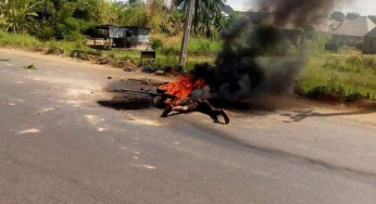 Jungle justice in Benue: Motorcycle snatcher killed, burnt to ashes in Makurdi