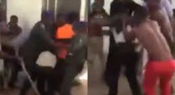 Drama as disabled men beat up security man at the National Assembly (VIDEO)