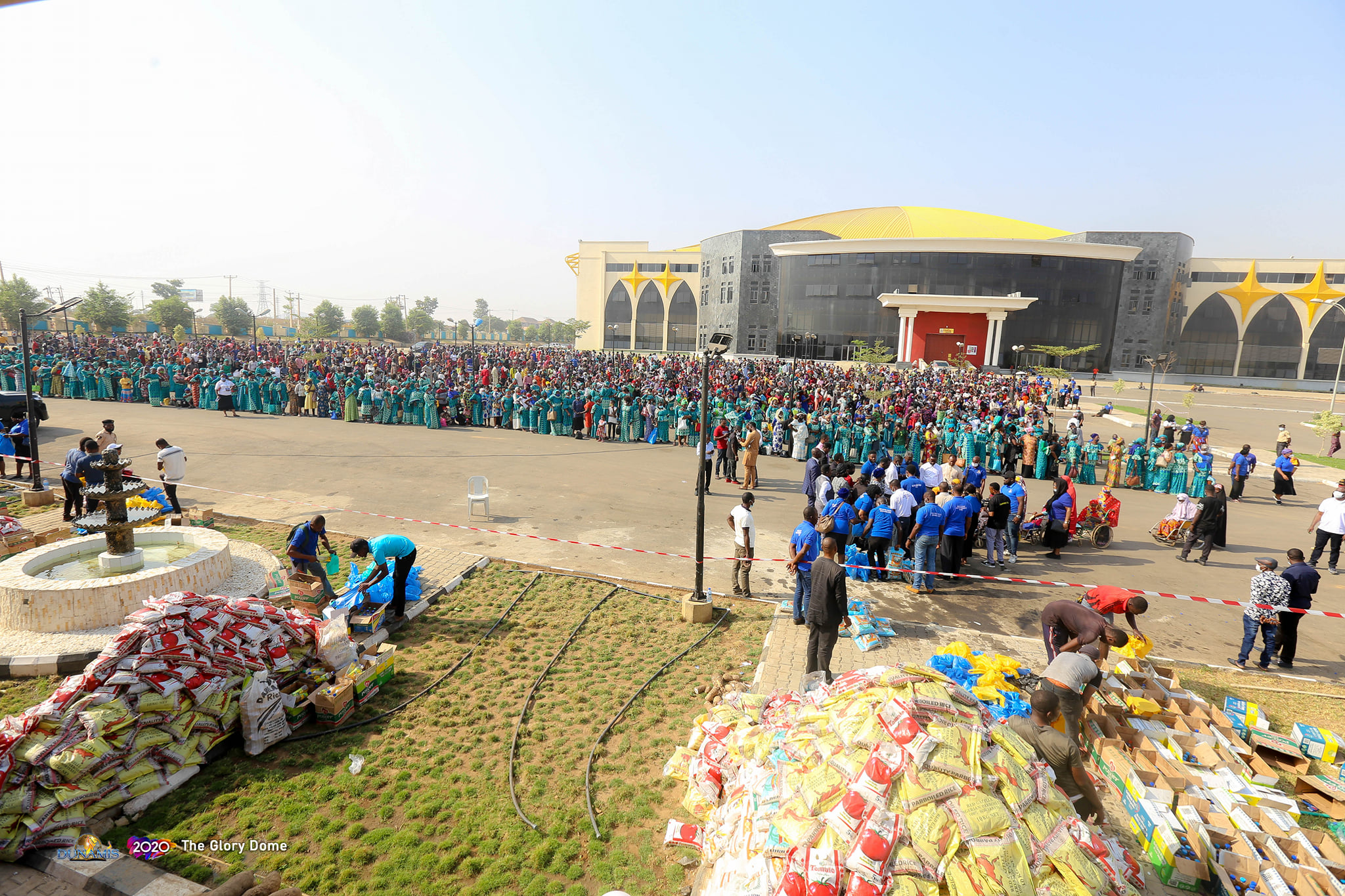 Thousands besiege Glory Dome as Dunamis Church gives out Christmas packages to Nigerians