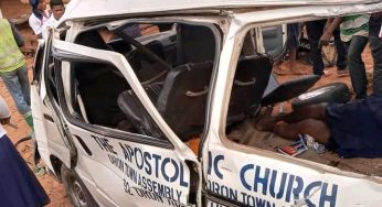 2 killed, many injured as Apostolic church bus rams into bulldozer in Akwa Ibom (Photos)