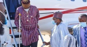 Buhari’s Minster, Rotimi Amaechi now moves about with crutches (Photos) 