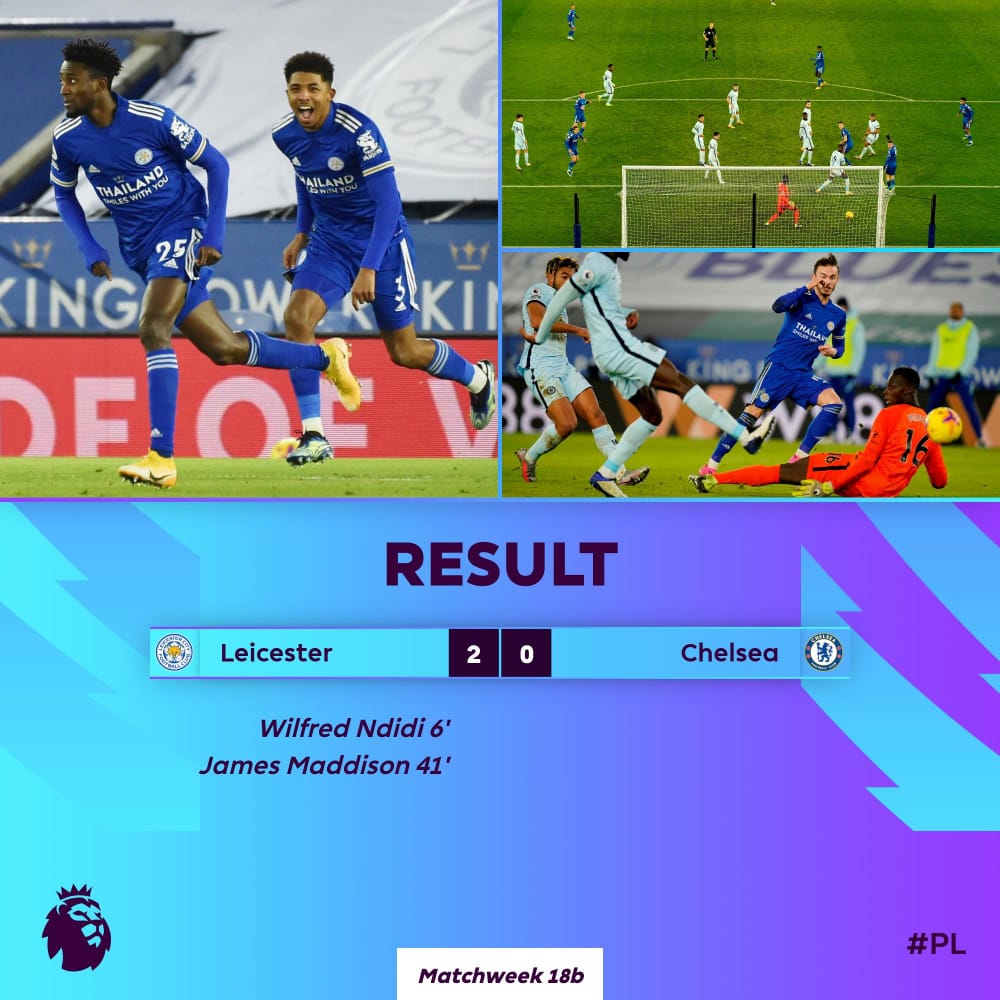Nigeria’s Ndidi scores as Leicester City beat Chelsea 2-0