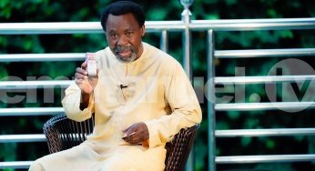 T.B Joshua discovers strong anointing oil, sticker to battle COVID-19