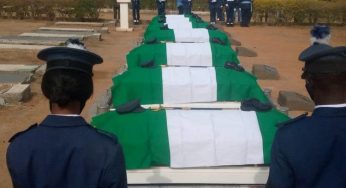 Tears as Air Force officers killed in plane crash buried in Abuja (Photos)