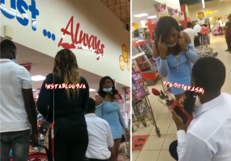 ‘Are you mad’ – Lady walks out on man who proposed to her at Enugu mall