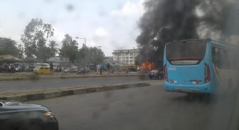 JUST IN: BRT bus catches fire at Idi Iroko