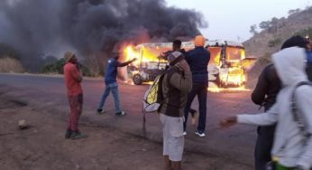 Bus fully loaded with Nigerian players goes up in flames 