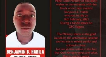 Benjamin Habila: Bandits kill Kagara student who attempted to escape