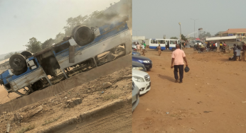 BREAKING: Terrible accident along Kugbo-Nyanya road in Abuja, motorists trapped in heavy traffic