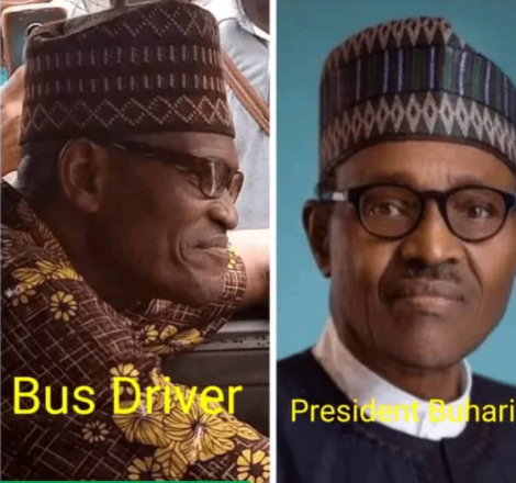 Drama as man who looks like Buhari seen driving danfo in Lagos (Photos)