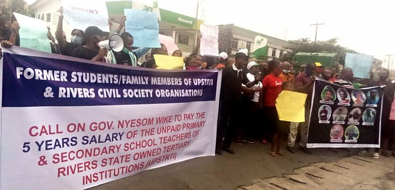 BREAKING: Protest rocks Rivers over five years unpaid salaries