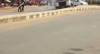 Panic as fuel tanker fails break, goes up in flames in Benue 