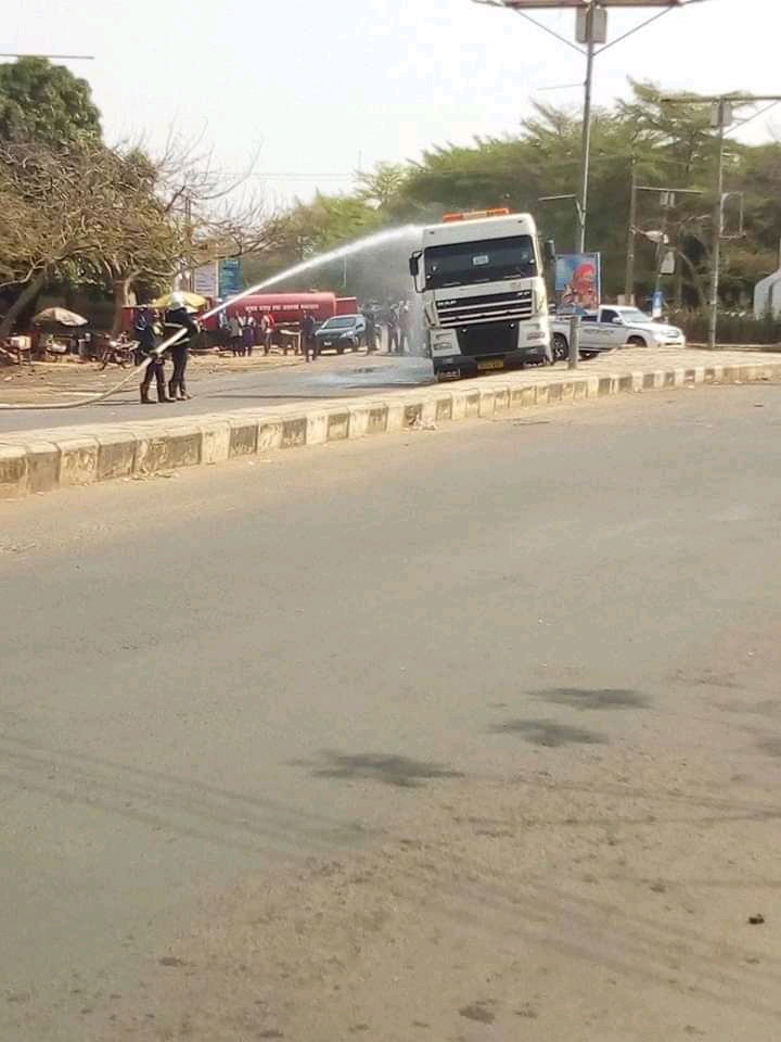 Panic as fuel tanker fails break, goes up in flames in Benue 