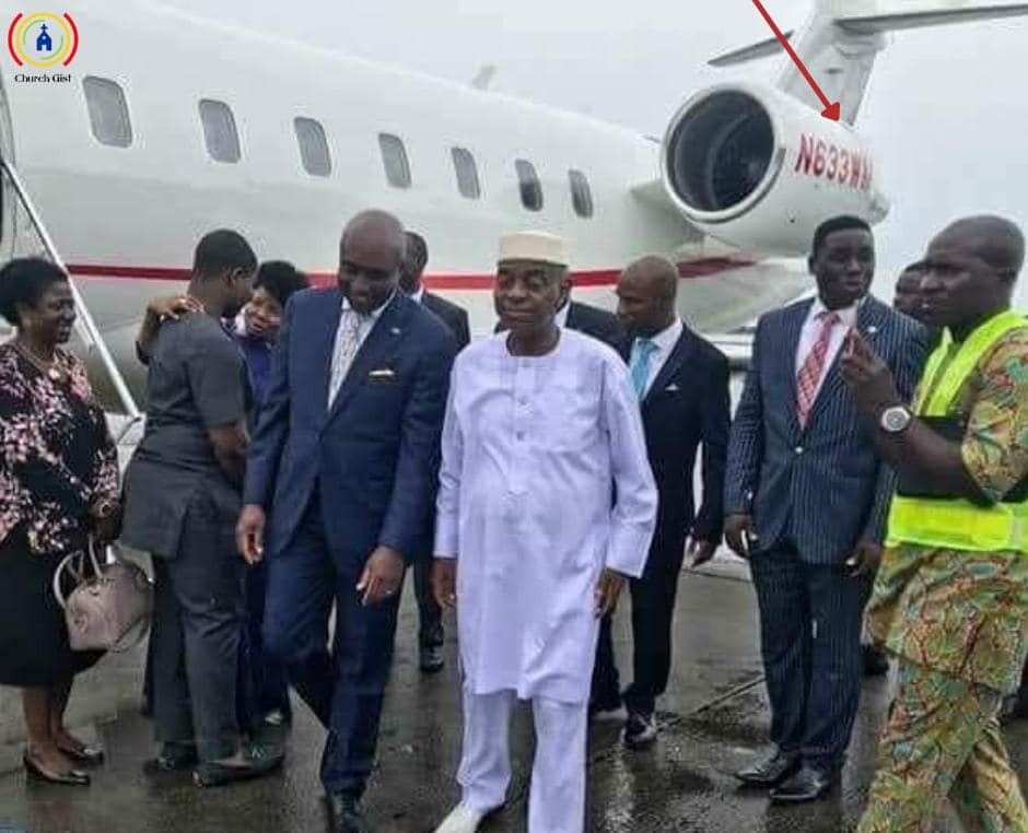 Bishop Oyedepo reveals the meaning of 633 written on his plane