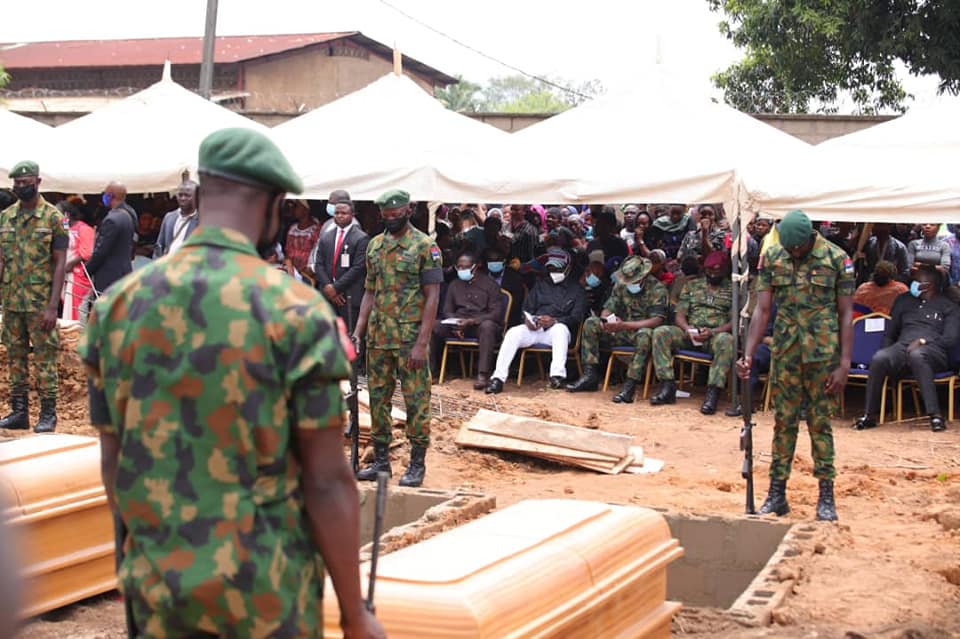 Heartbreaking pictures from the burial of slain soldiers in Benue