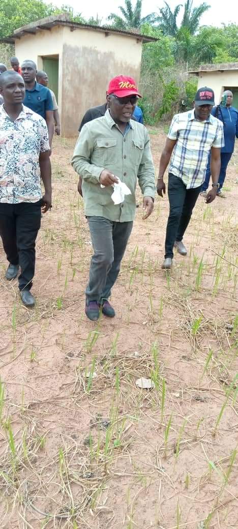 Senator Abba Moro inspects damages caused by windstorm in Ogbadibo and Okpokwu