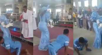 Jubilation as disabled man dances in church with wife to dedicate newborn baby in Delta (VIDEO)