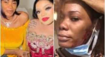 Bobrisky beats up lady who tattooed her on her lap